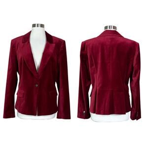 White House Black Market | Red Velvet Blazer Tailored Classic Holiday Jacket 14